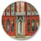 Designart - Red Facade of Shop In Paris II - French Country Metal Circle Wall Art